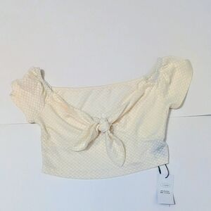 Cream Tie-Front Women Top